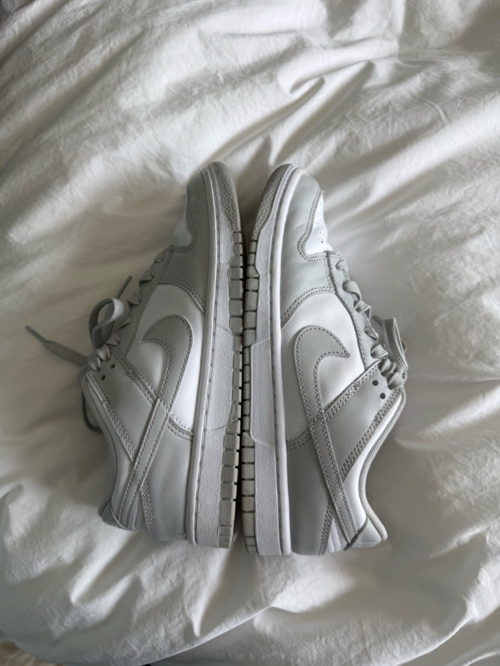 Nike Dunk Low Grey & White Leather Sneakers – Women's 7.5